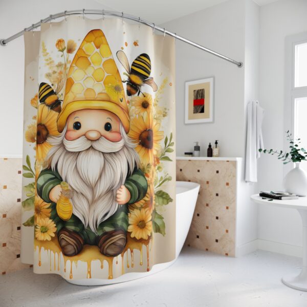 Bee Gnome & Honey Garden Theme Shower Curtains - Image 2