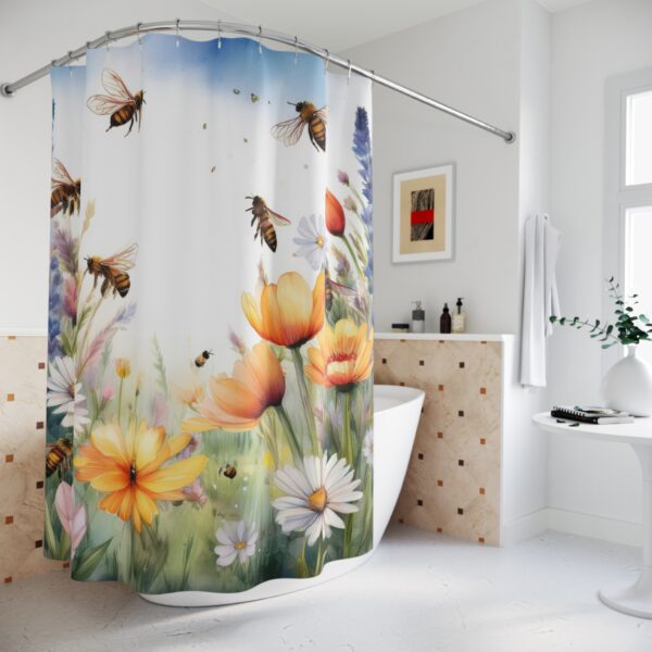 Bee Garden Scene – Nature Packed and Lush Shower Curtains - Image 2